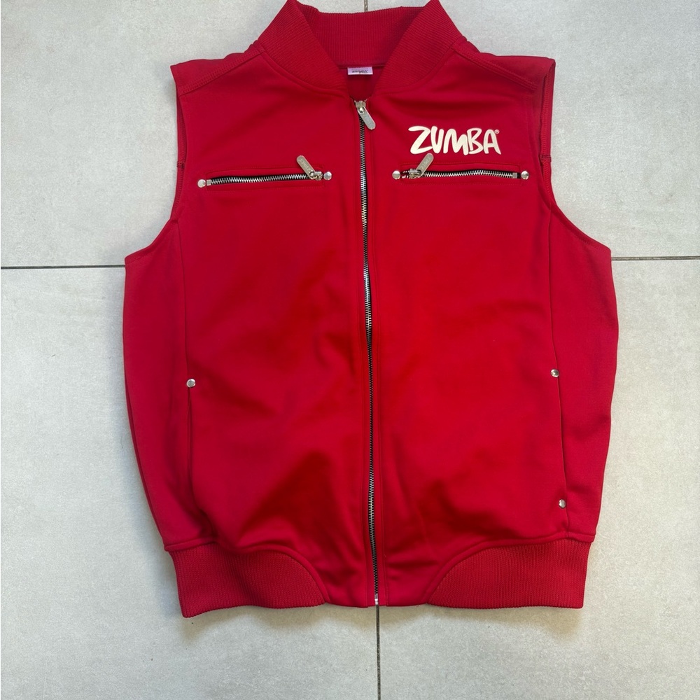 Zumba Fitness Red Jacket with Zipper Pockets